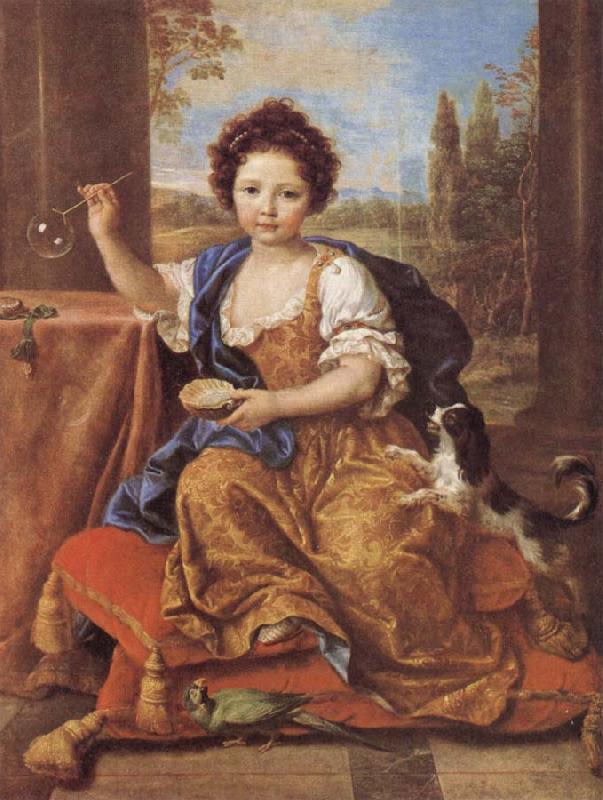 Pierre Mignard Girl Blowing Soap Bubbles oil painting image